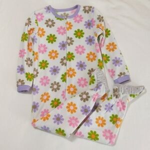 carter's retro floral fleece zipper footie sleeper pajamas 4T toddler girls